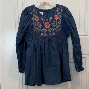 Bonnie Jean Navy Floral Embroidered Blouse